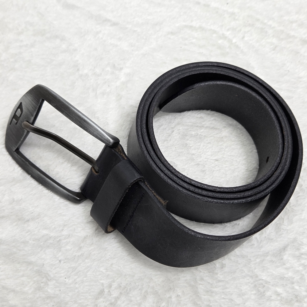 Diesel Black Vintage Black Leather‎ Belt size 39"